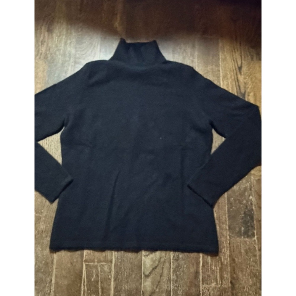 Lands' End Women's Black 100% Cashmere Turtleneck Sweater Soft Knit Medium